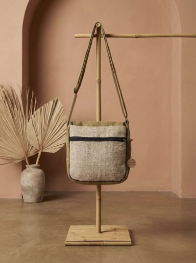 Brown Vibrant Hemp Side Bag | Eco Everyday Shoulder Bag - Image 3