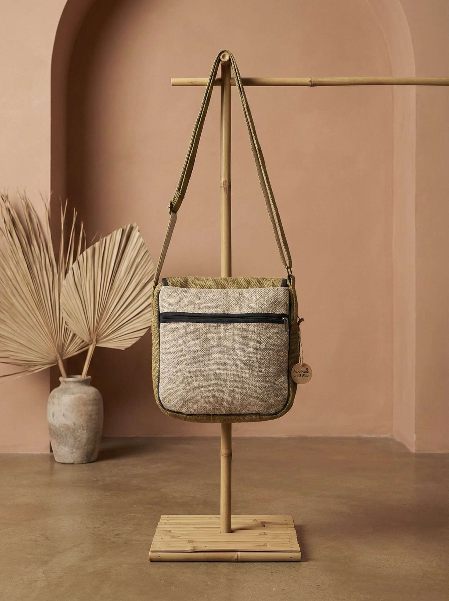 Brown Vibrant Hemp Side Bag | Eco Everyday Shoulder Bag - Image 3