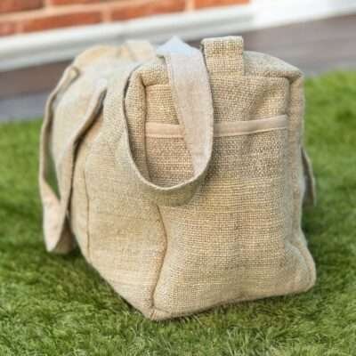 natural duffle bag side