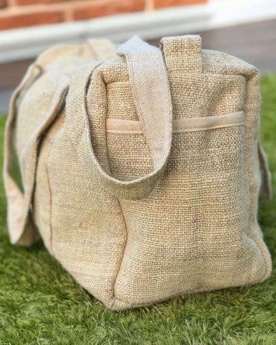 natural duffle bag side
