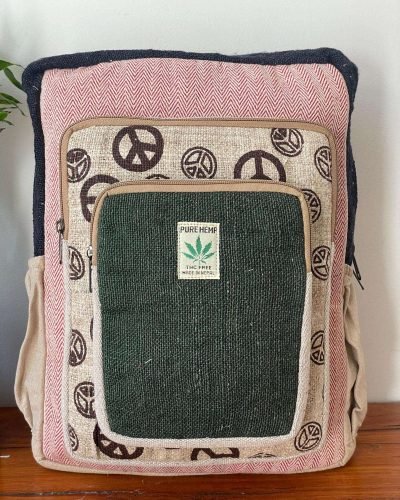 peace pink hemp laptop backpack