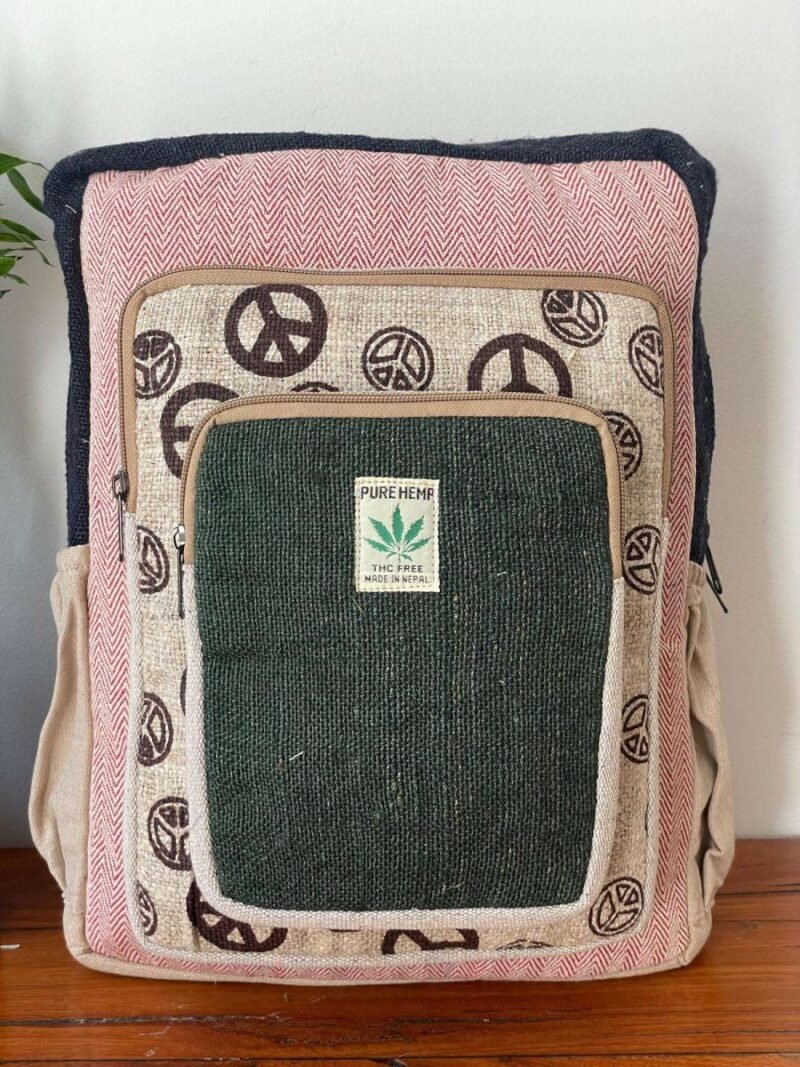 peace pink hemp laptop backpack