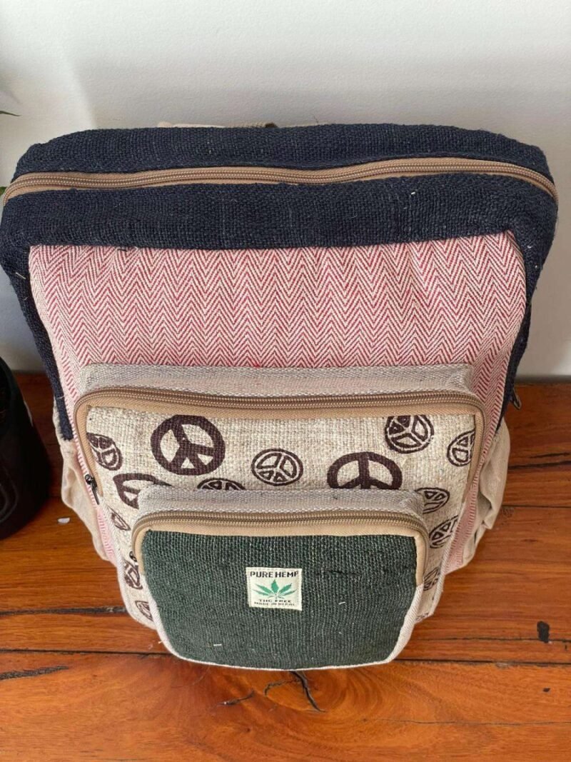 peace pink top hemp laptop backpack