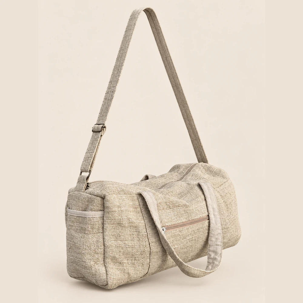 Natural Hemp Duffle Bag for Travel, Gym, and Weekend Getaways - Image 5