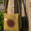 Green Hemp Side bag with Sun Print: Large