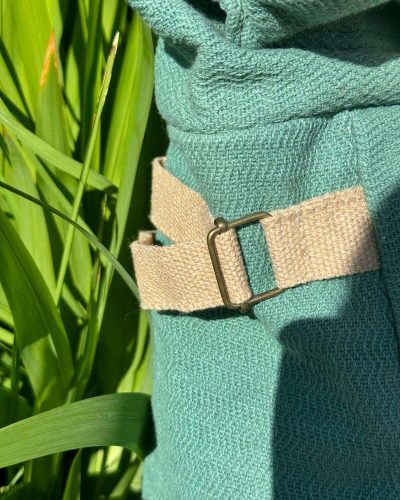 adjustable buckle of roll top green hemp backapck