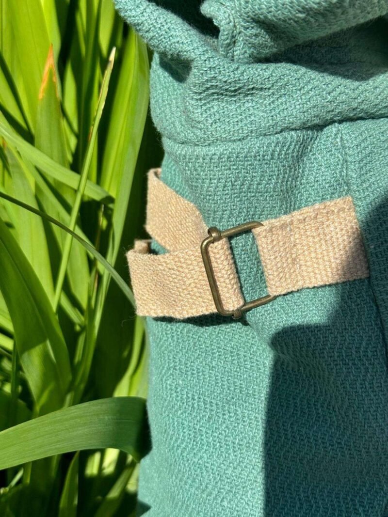 adjustable buckle of roll top green hemp backapck