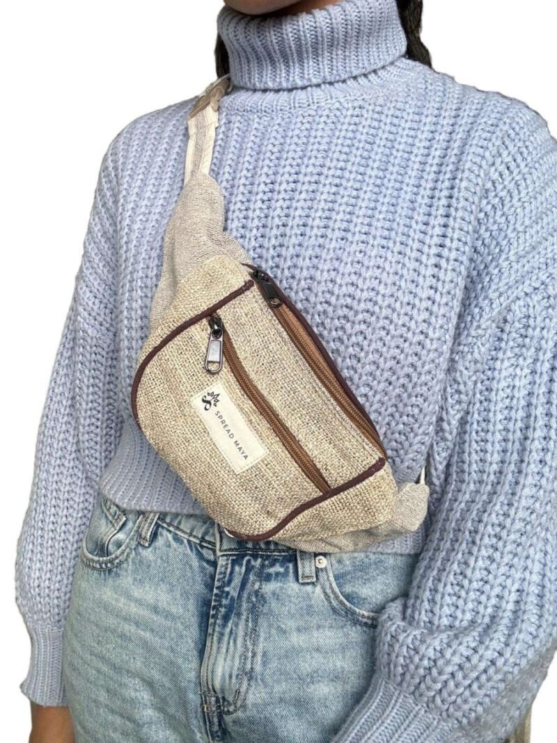 beige hemp hipster fanny pack