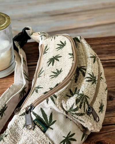 hemp leaf print bum bag