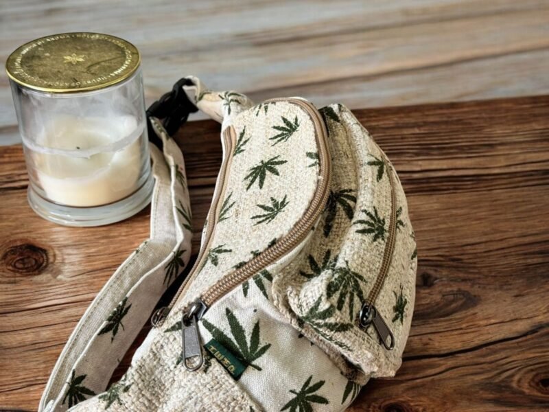 hemp leaf print bum bag