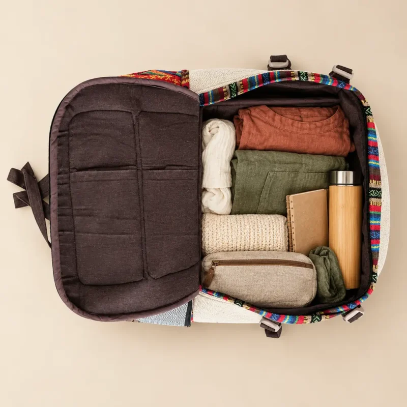 hemp-inner-travel-backpack packed
