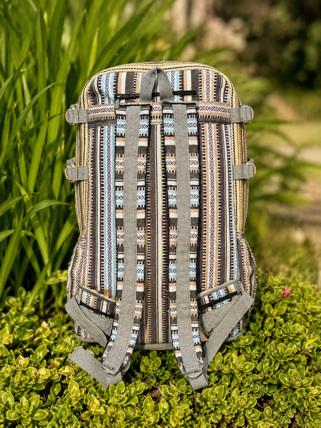 Large Hemp Travel Bag with Raincover - Spacious, Multi-Pockets & Adjustable Strap - Image 3