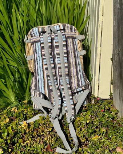 back view of large hemp travel backpack