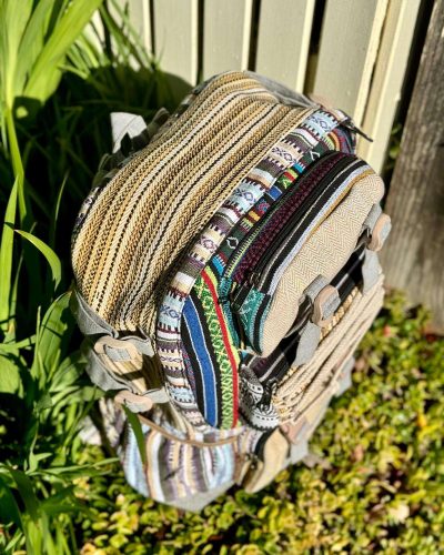 hemp travel backpack with raincover