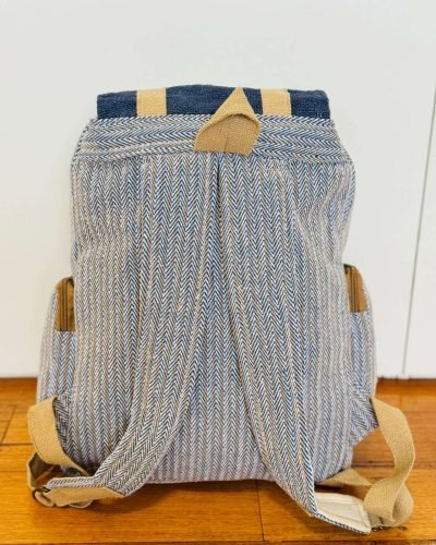 back view of dark blue urban backpack