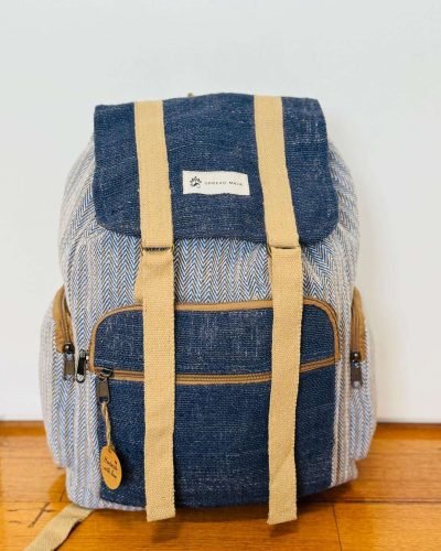 front of dark blue hemp urban backpack