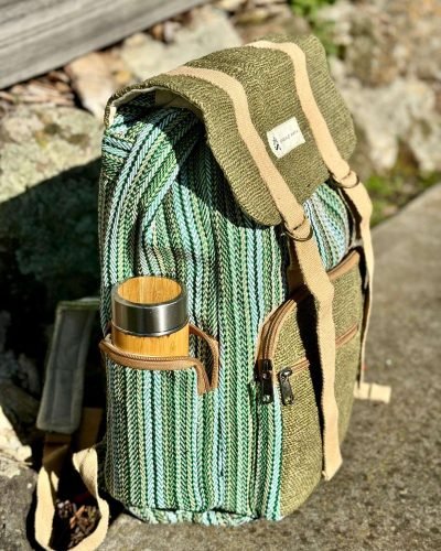 blue and green mix hemp urban backpack