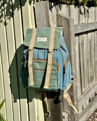 light blue and green mix hemp urban backpack