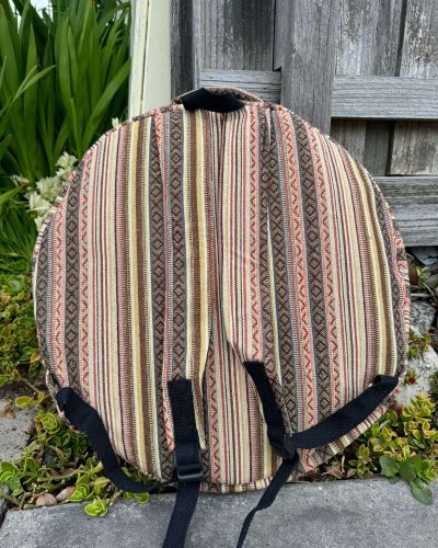 back view of beige mix sunrays shamanic drum bags