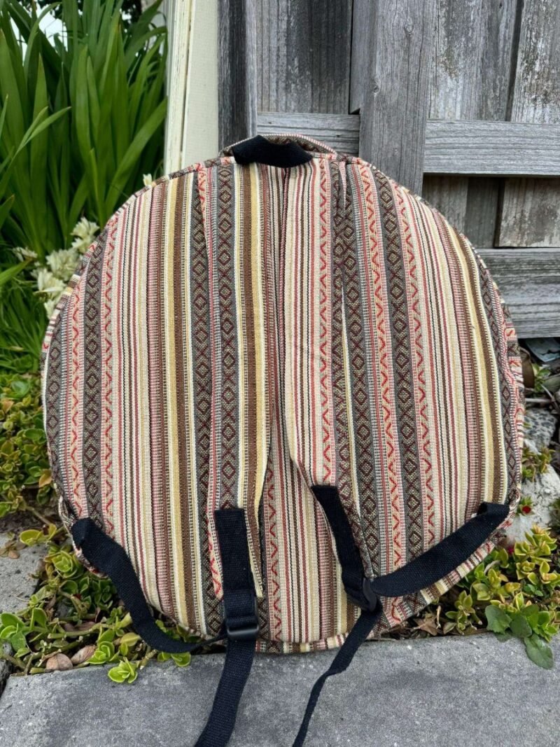 back view of beige mix sunrays shamanic drum bags