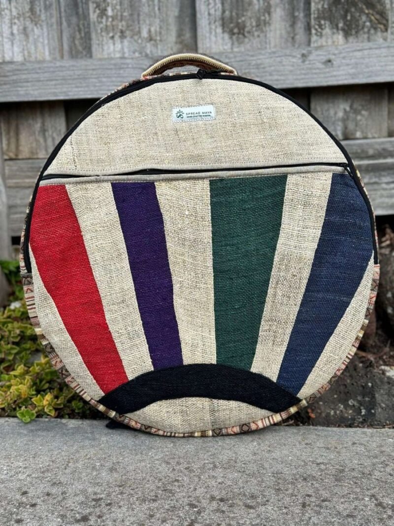 front view of sunrays style shamanic drum bag