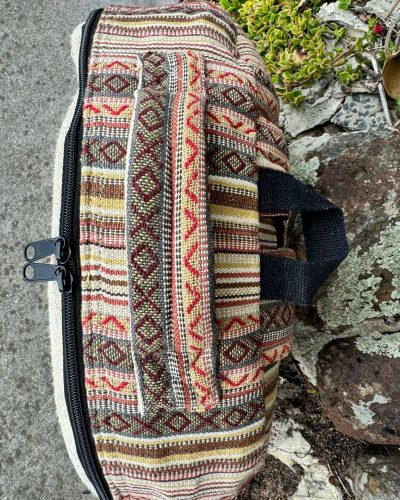 top view of sunrays hemp shamanic drum cover