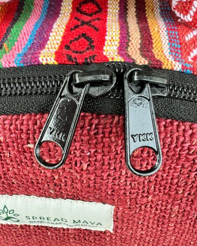 zipper of red hemp shamanic drum bag