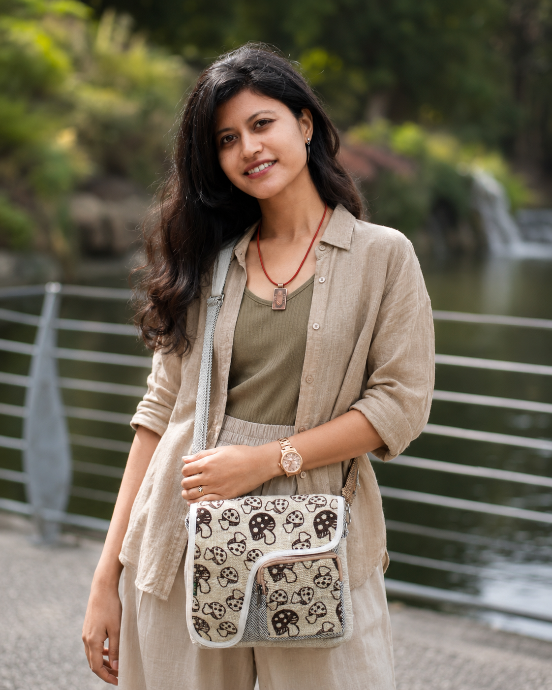 Shroom Hemp Side Bag - Handmade Eco Festival Purse - Designed in Australia - Image 9