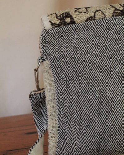 mushroom print hemp side bag back
