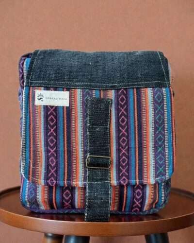 Colorful Hemp Side Bag with Flap: Bright - Image 4