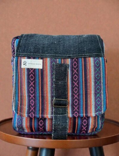 Colorful Hemp Side Bag with Flap: Bright - Image 4