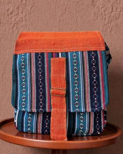 Colorful Hemp Side Bag with Flap: Bright - Image 8