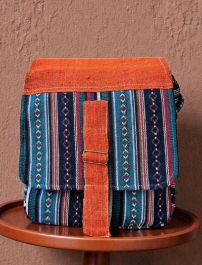 Colorful Hemp Side Bag with Flap: Bright - Image 8