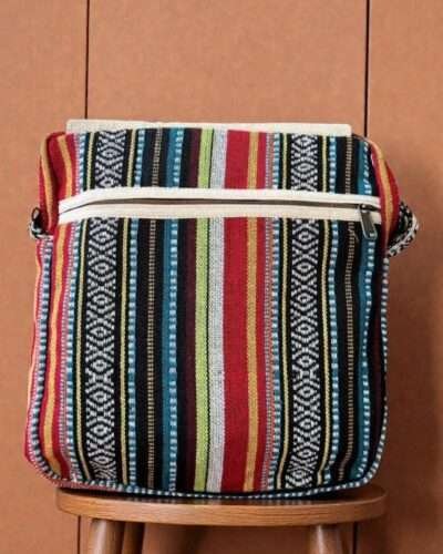 Colorful Hemp Side Bag with Flap: Bright - Image 9