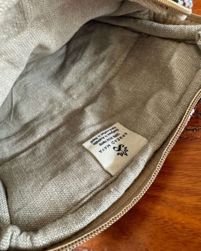 inside view of mushroom embroidery hemp shoulder bag