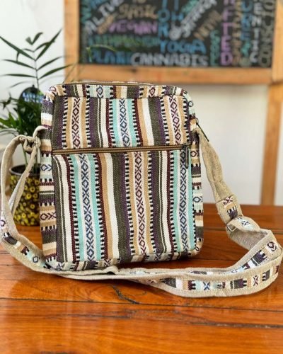 back view of beige mix shoulder bag