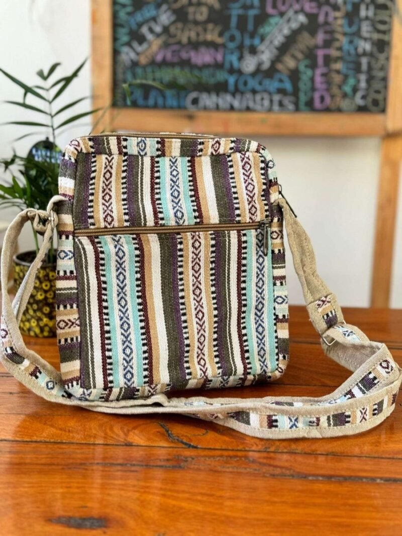 back view of beige mix shoulder bag