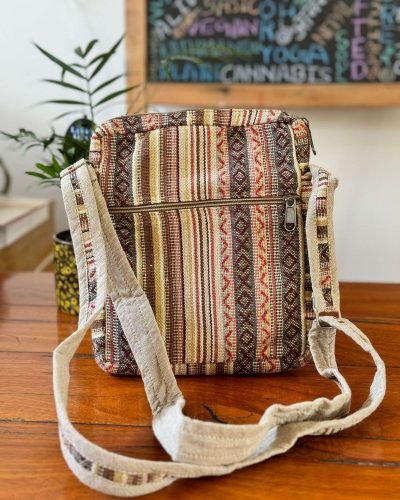 mushroom embroidered yellow side bag back view