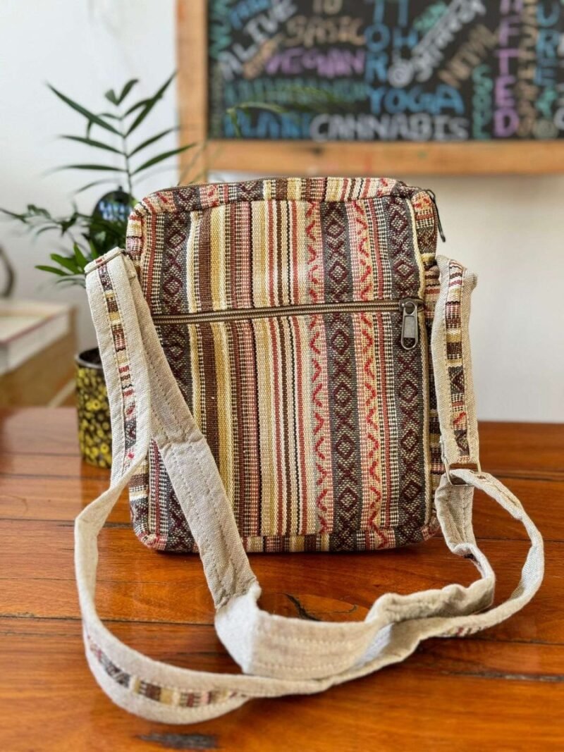 mushroom embroidered yellow side bag back view