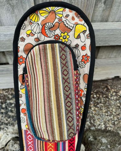 small pocket colorful mushroom printed hemp guitar bag