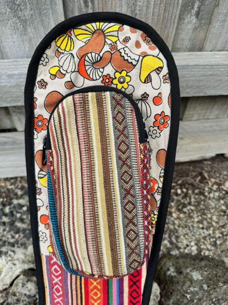 small pocket colorful mushroom printed hemp guitar bag