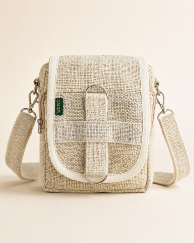 Beige Hemp Side Bag for Men & Women