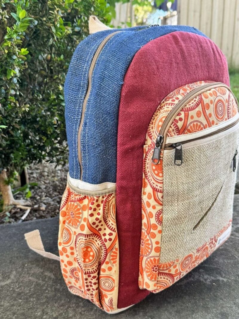 maroon, blue, orange mix koori backpack