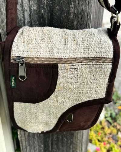 curvy brown flap side bag