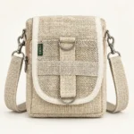 Beige Hemp Crossbody Bag for Men & Women