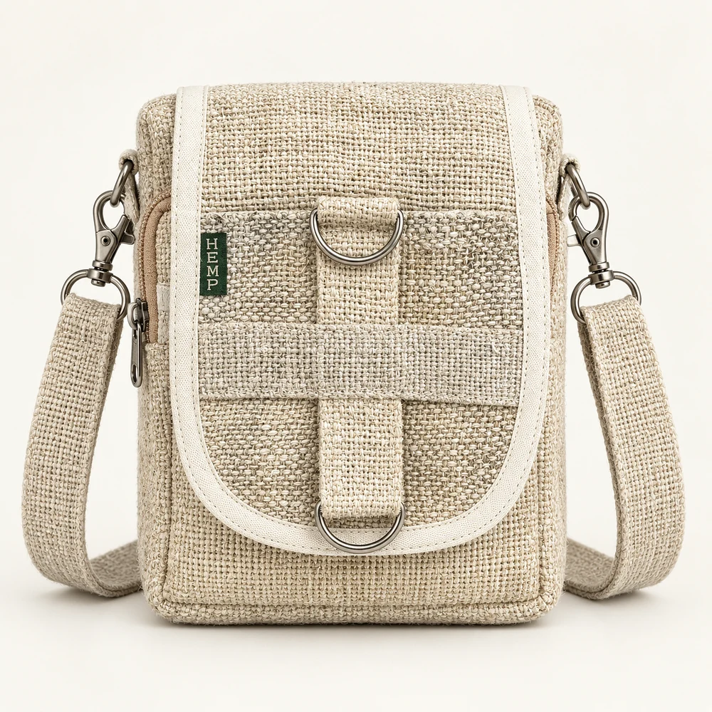 beige hemp side bag