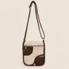 natural and brown hemp crossbody bag with its long shoulder strap extended