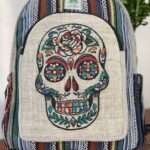 Colorful Skull Printed Hemp Backpack - Made in Nepal
