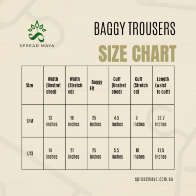 baggy trouser size chart