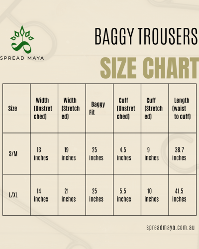 baggy trouser size chart